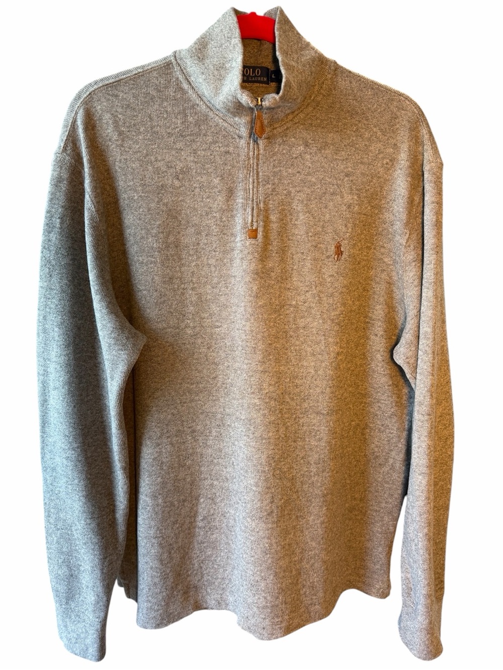 Polo Ralph Lauren Men’s 1/4 Zip Cotton Pullover Gray Large Pony Logo